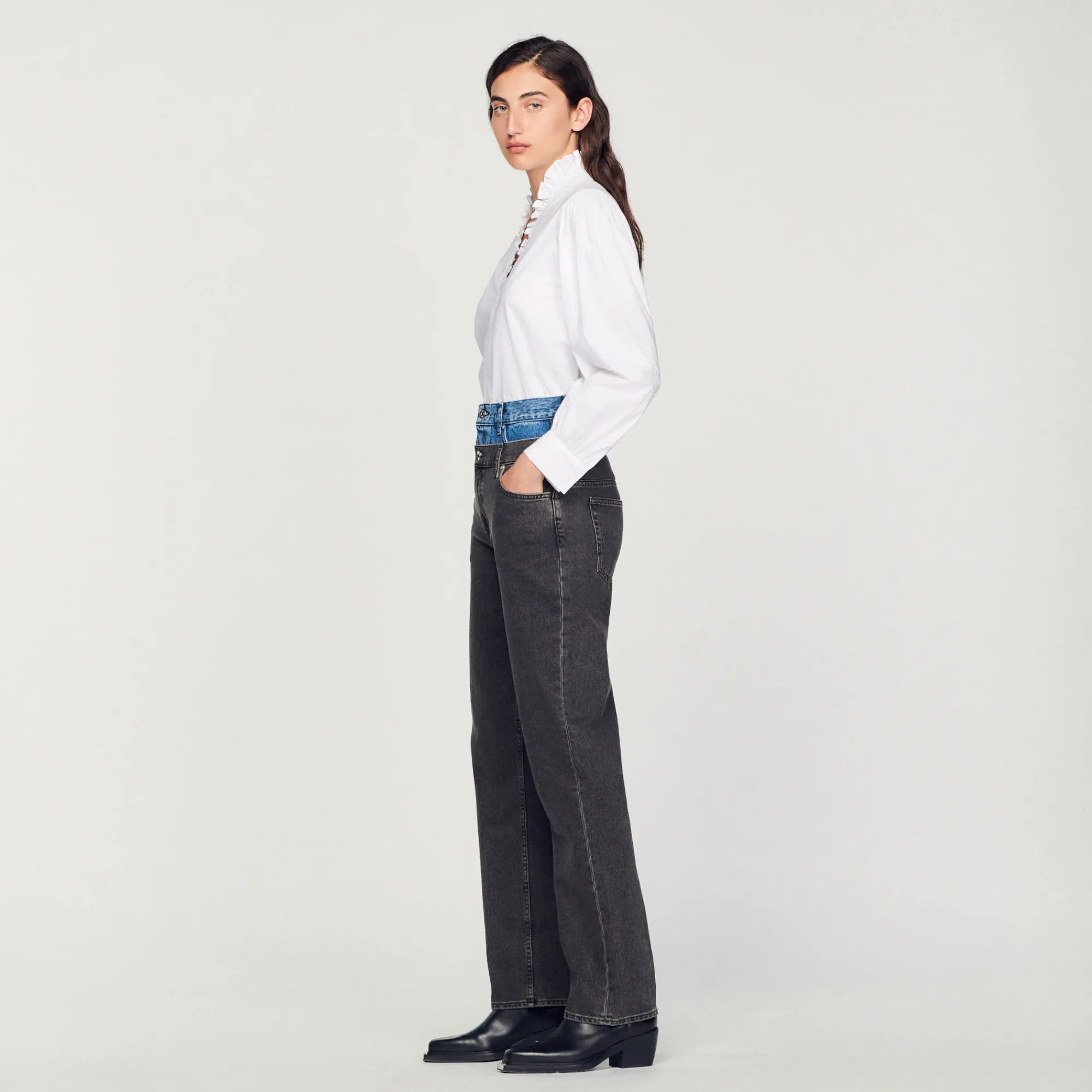 Jeans A Doppia Cintura Bicolore>Sandro Paris Cheap