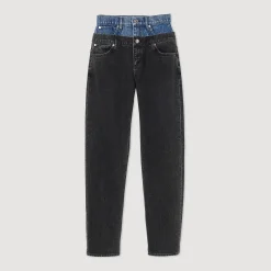 Jeans A Doppia Cintura Bicolore><noscript><img width=