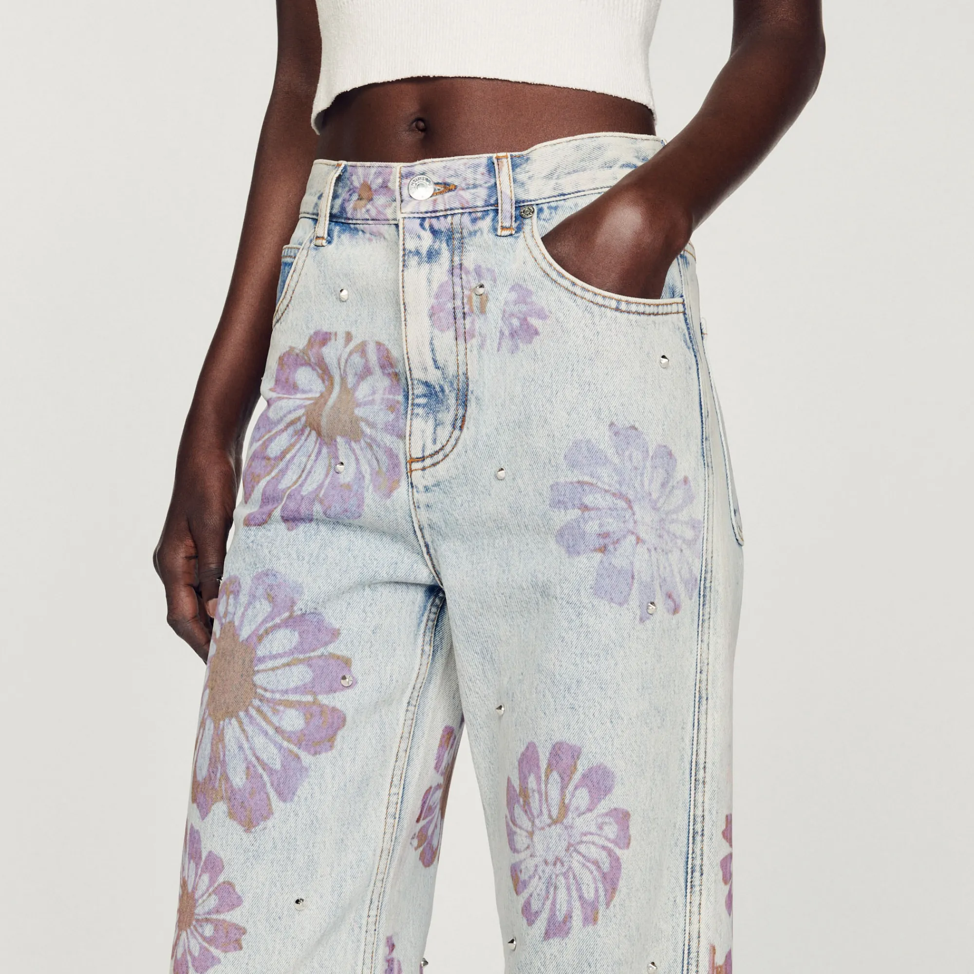 Jeans Con Motivi Floreali>Sandro Paris New