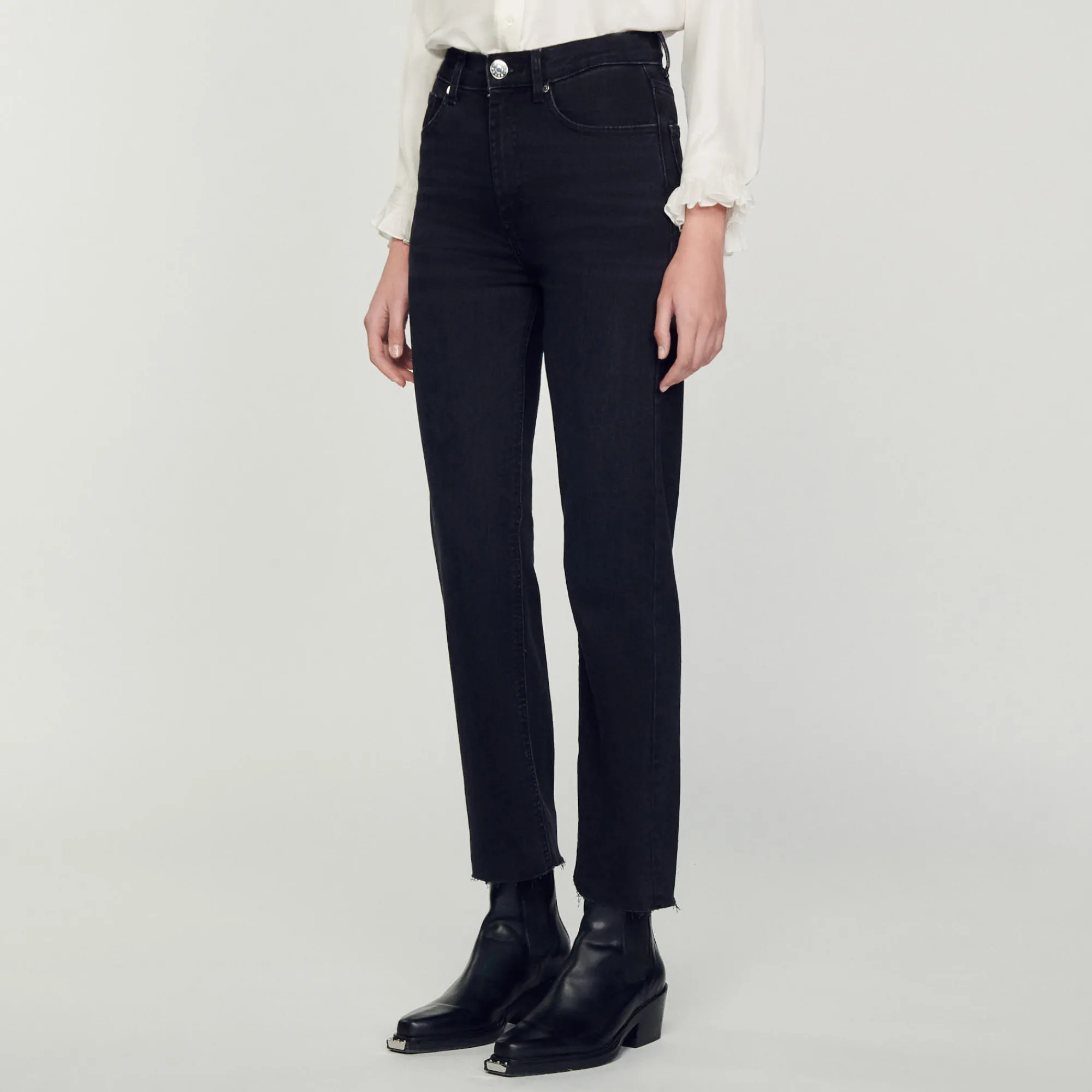 Jeans Dritti A Taglio Vivo>Sandro Paris Shop