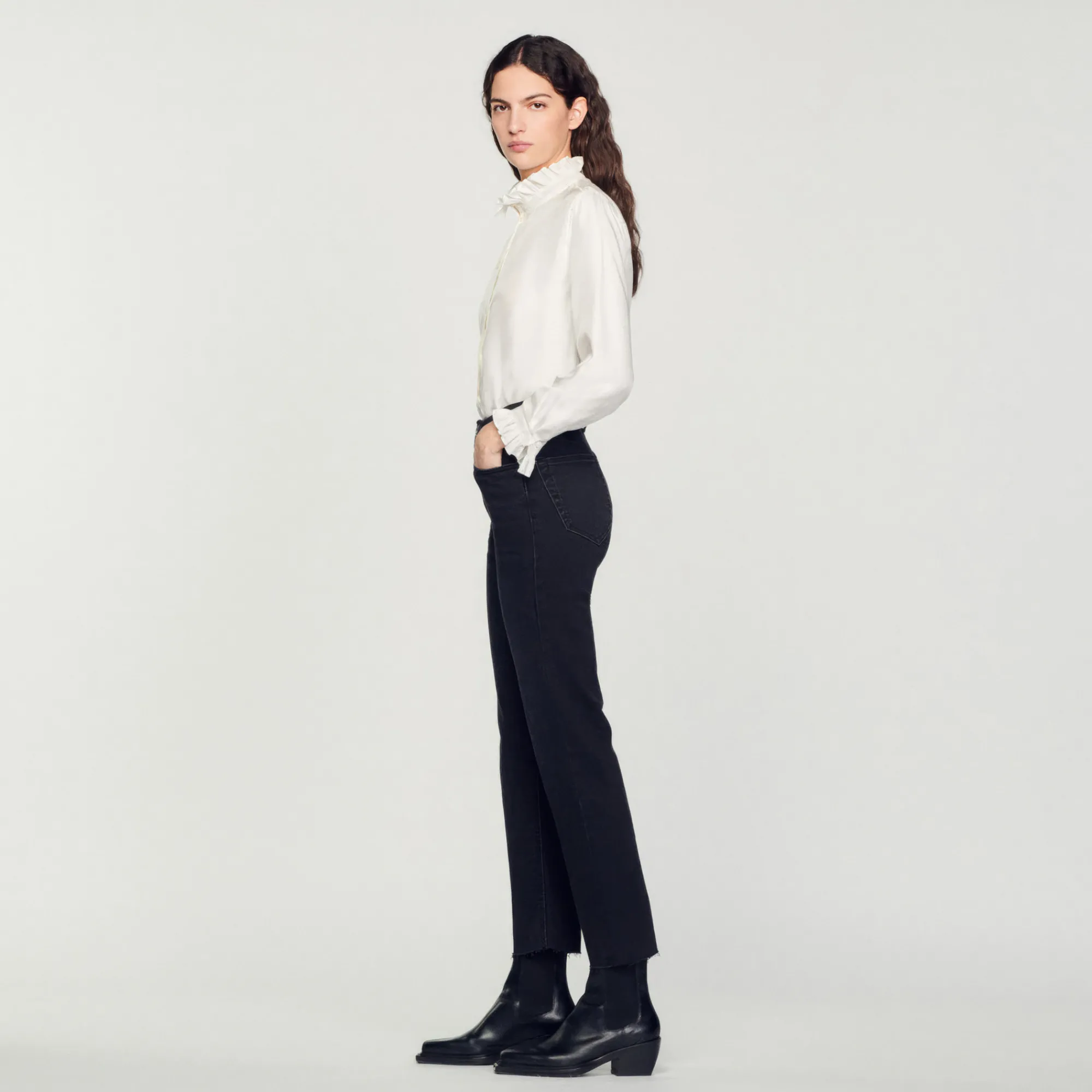 Jeans Dritti A Taglio Vivo>Sandro Paris Shop