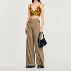 Pantaloni Larghi A Vita Alta>Sandro Paris Fashion
