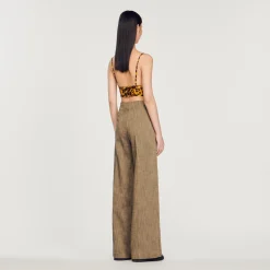 Pantaloni Larghi A Vita Alta><noscript><img width=