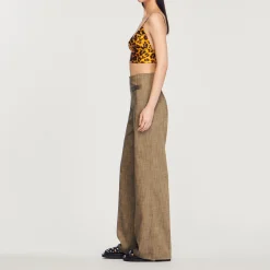 Pantaloni Larghi A Vita Alta><noscript><img width=