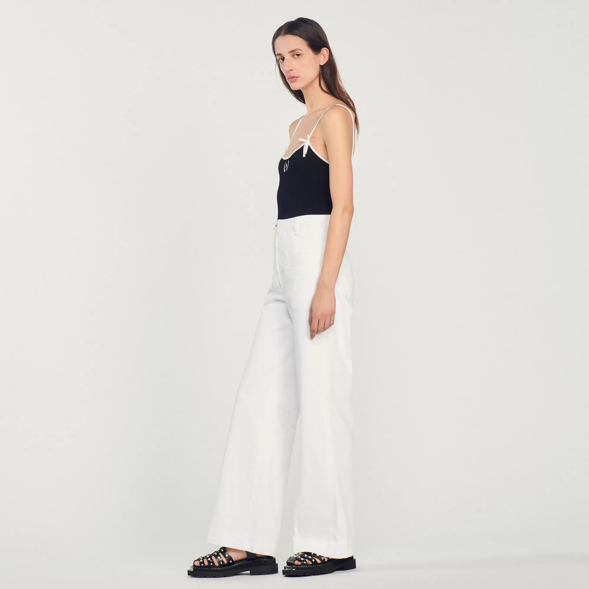 Pantaloni Larghi In Tela>Sandro Paris Hot