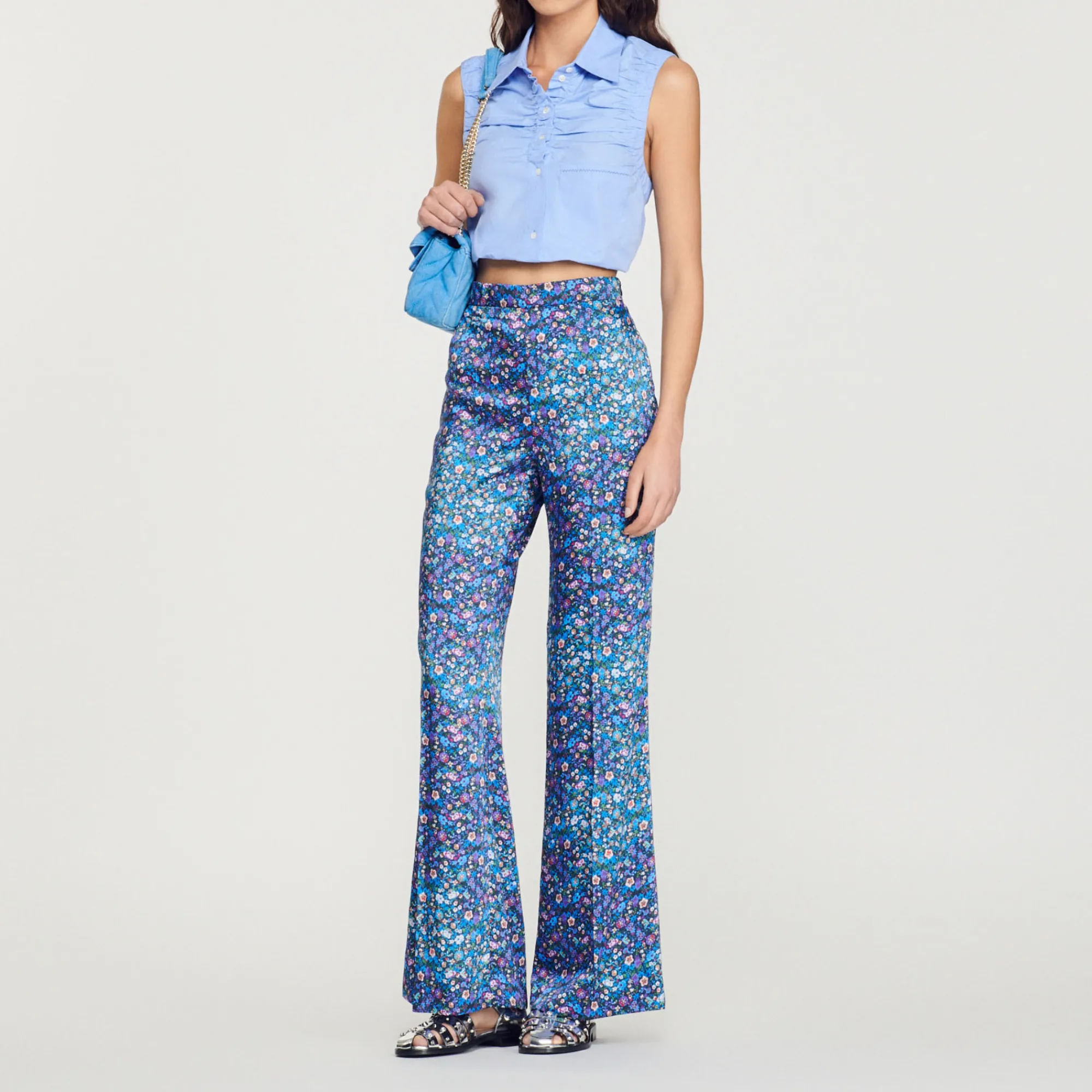 Pantaloni Satinati Con Stampa Floreale>Sandro Paris Discount