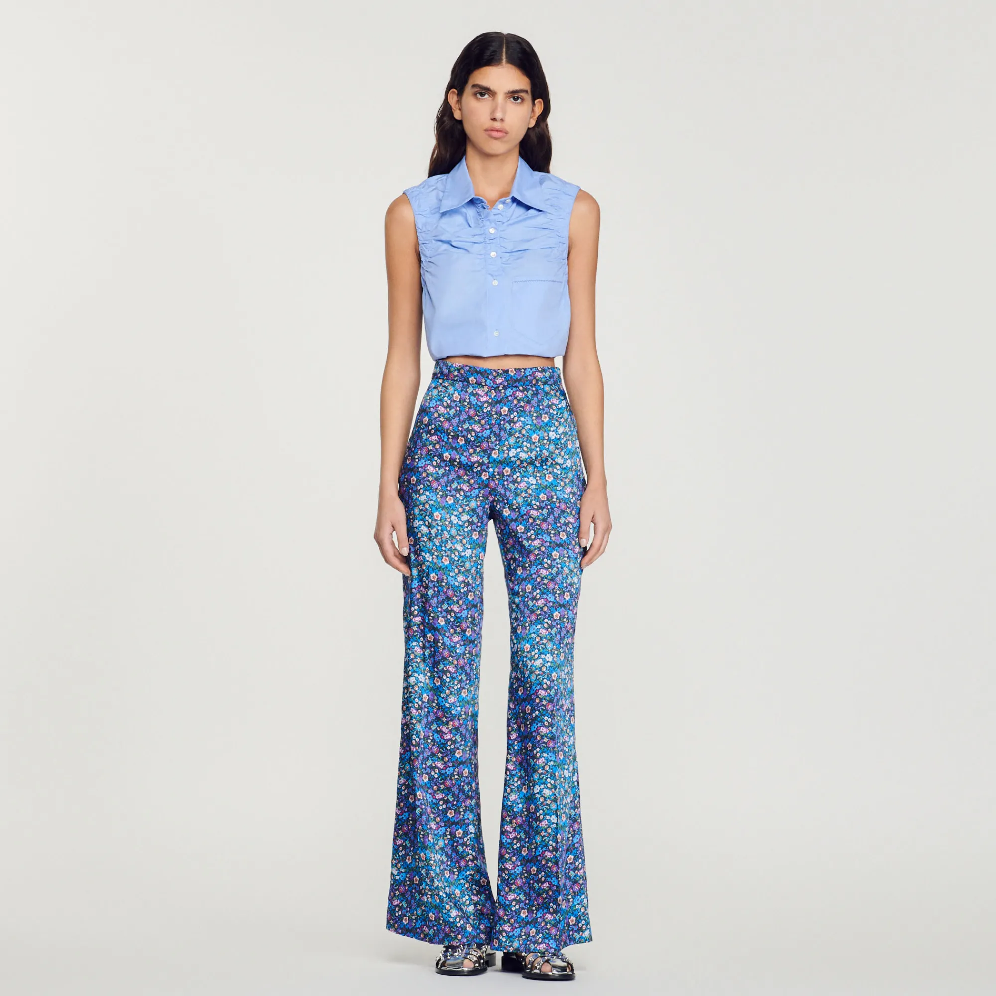 Pantaloni Satinati Con Stampa Floreale>Sandro Paris Discount