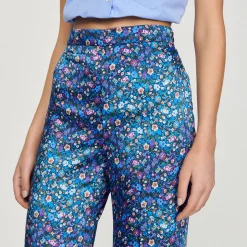 Pantaloni Satinati Con Stampa Floreale><noscript><img width=
