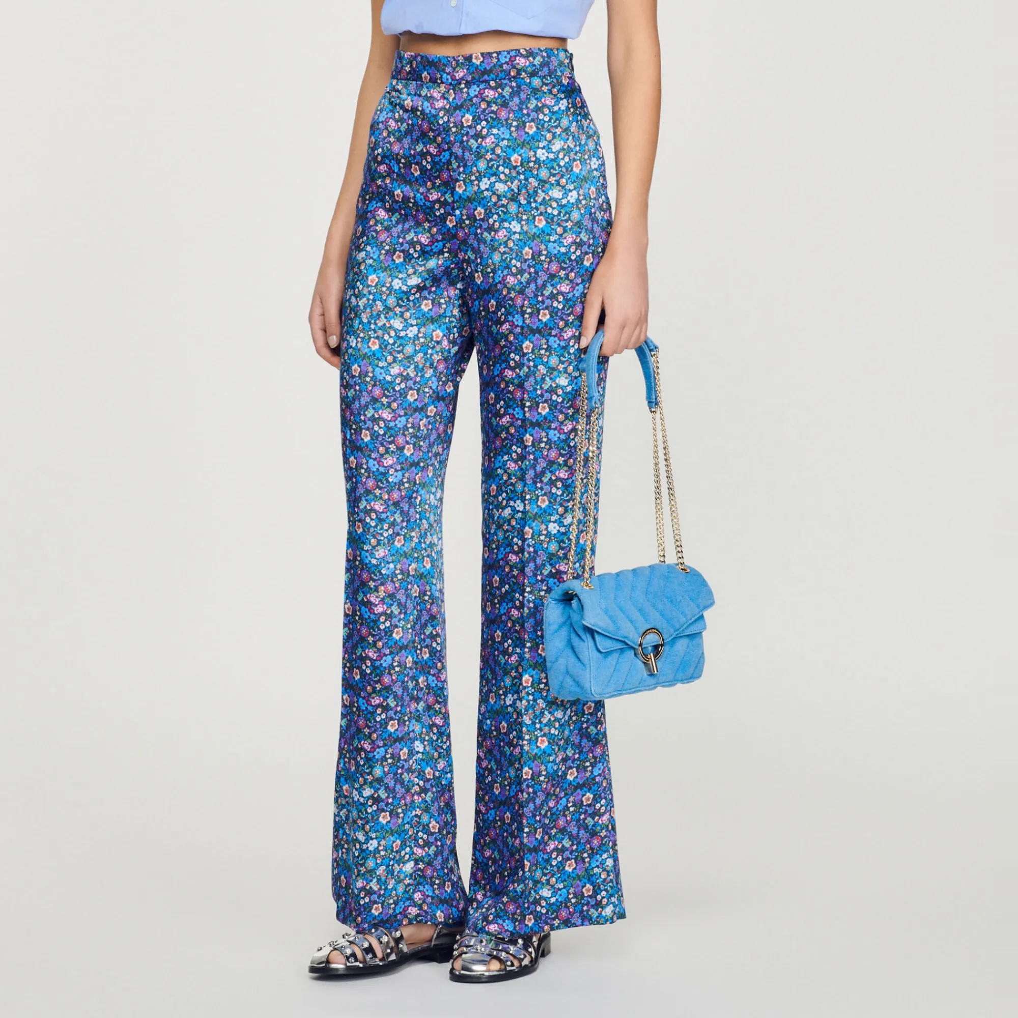 Pantaloni Satinati Con Stampa Floreale>Sandro Paris Discount