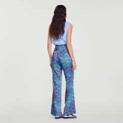 Pantaloni Satinati Con Stampa Floreale><noscript><img width=