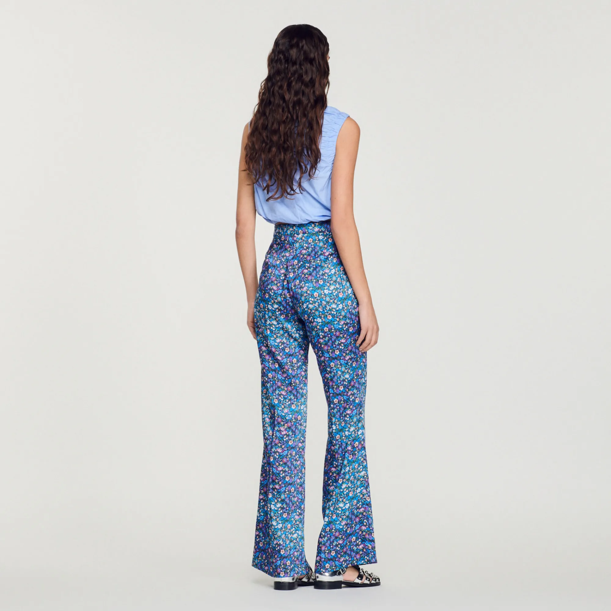 Pantaloni Satinati Con Stampa Floreale>Sandro Paris Discount