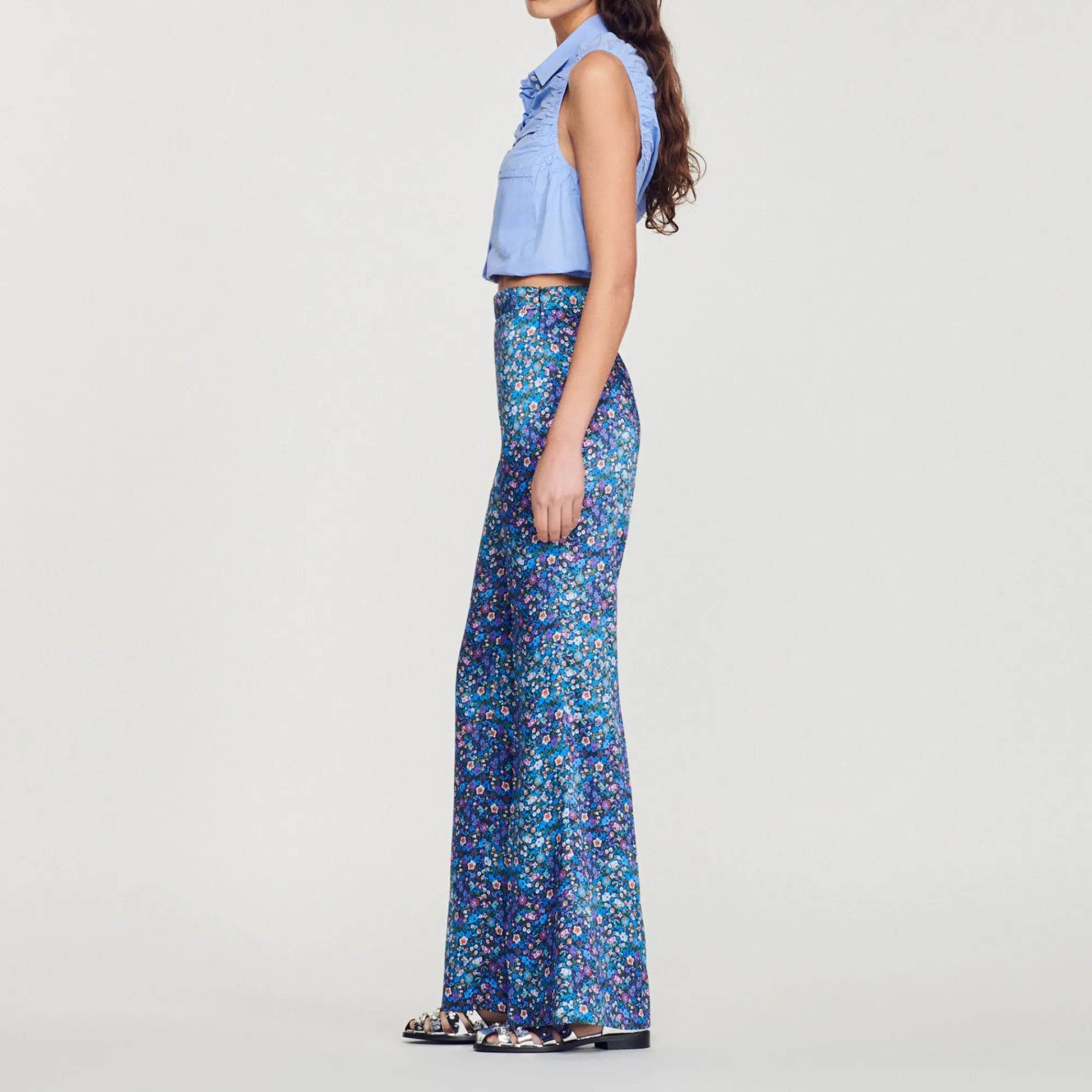 Pantaloni Satinati Con Stampa Floreale>Sandro Paris Discount