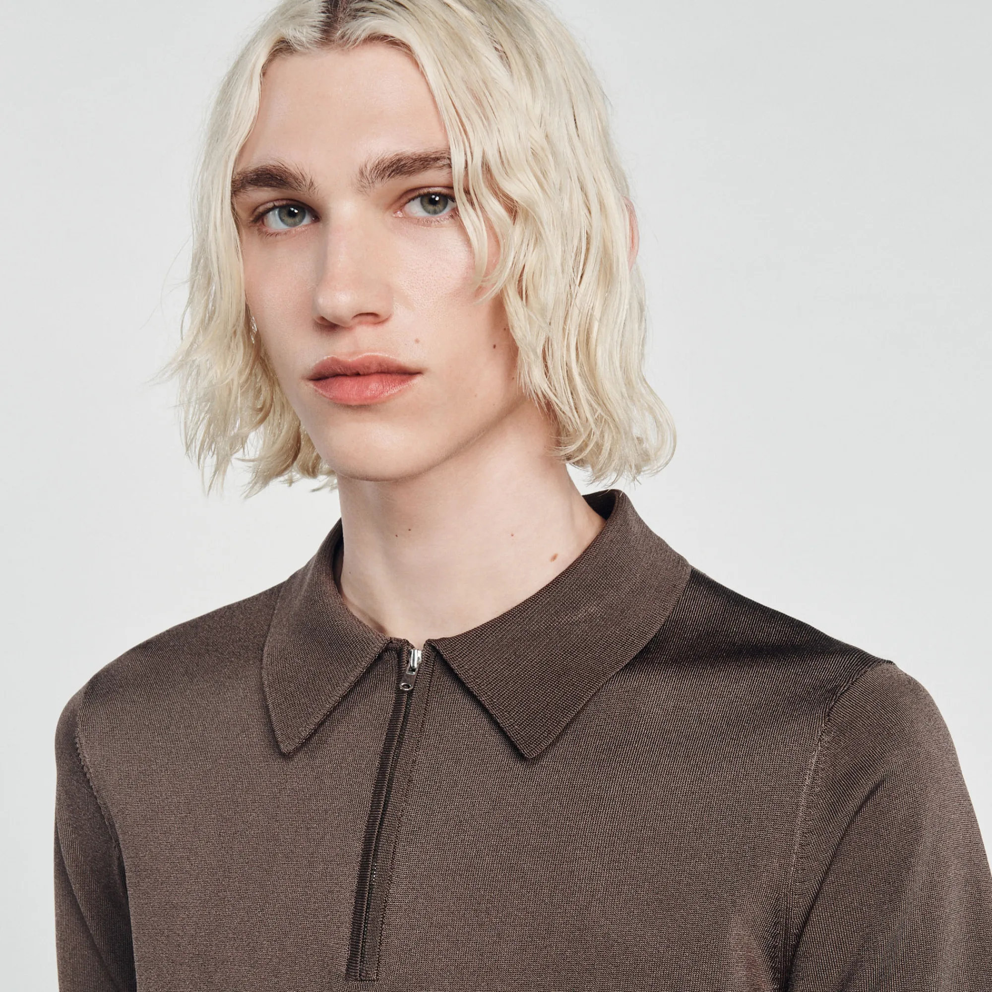 Polo In Maglia Con Collo A Zip>Sandro Paris Fashion