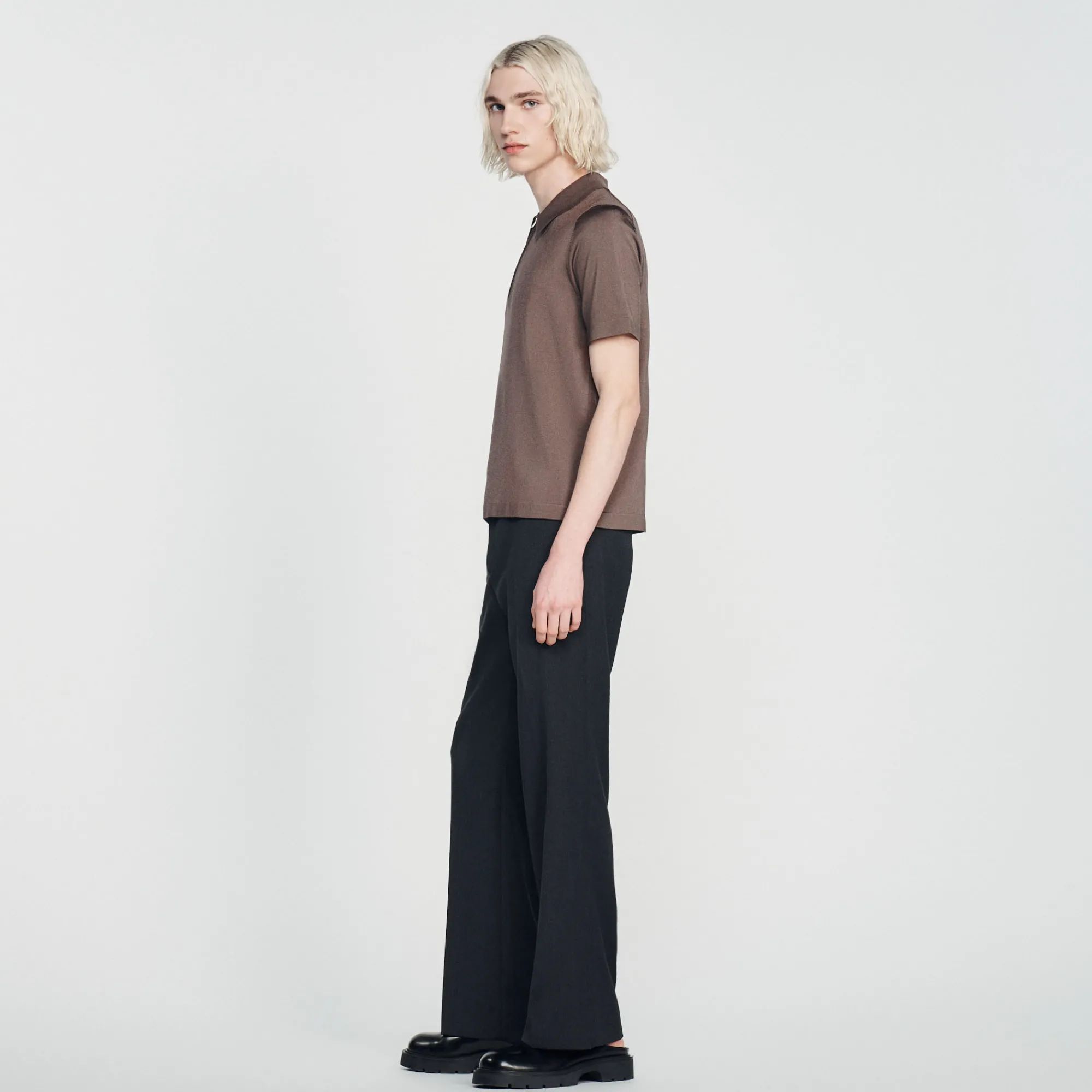 Polo In Maglia Con Collo A Zip>Sandro Paris Fashion