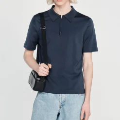 Polo In Maglia Con Collo A Zip><noscript><img width=