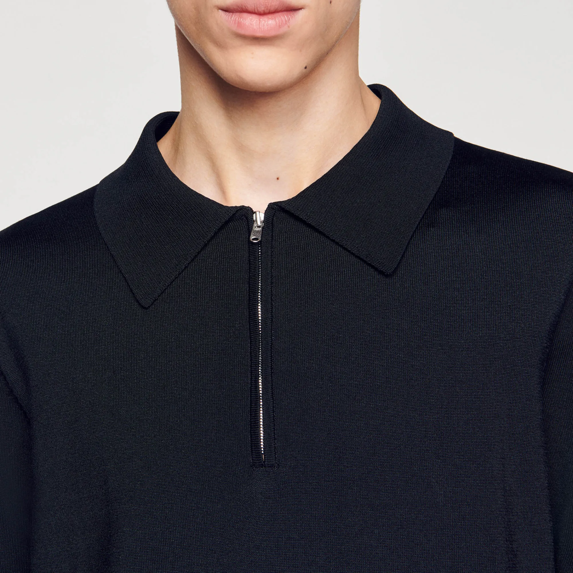 Polo In Maglia Con Collo A Zip>Sandro Paris Outlet