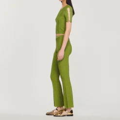 Pullover Corto In Maglia Metallizzata><noscript><img width=