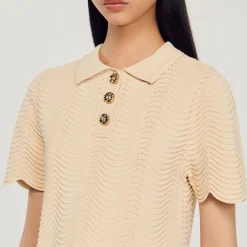 Pullover Corto In Maglia><noscript><img width=