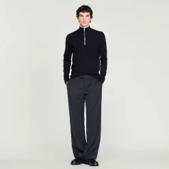 Pullover In Lana Con Zip Sul Collo>Sandro Paris Shop