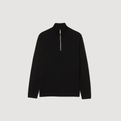 Pullover In Lana Con Zip Sul Collo><noscript><img width=