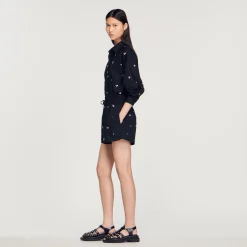 Short Con Strass Ricamati A Mano><noscript><img width=
