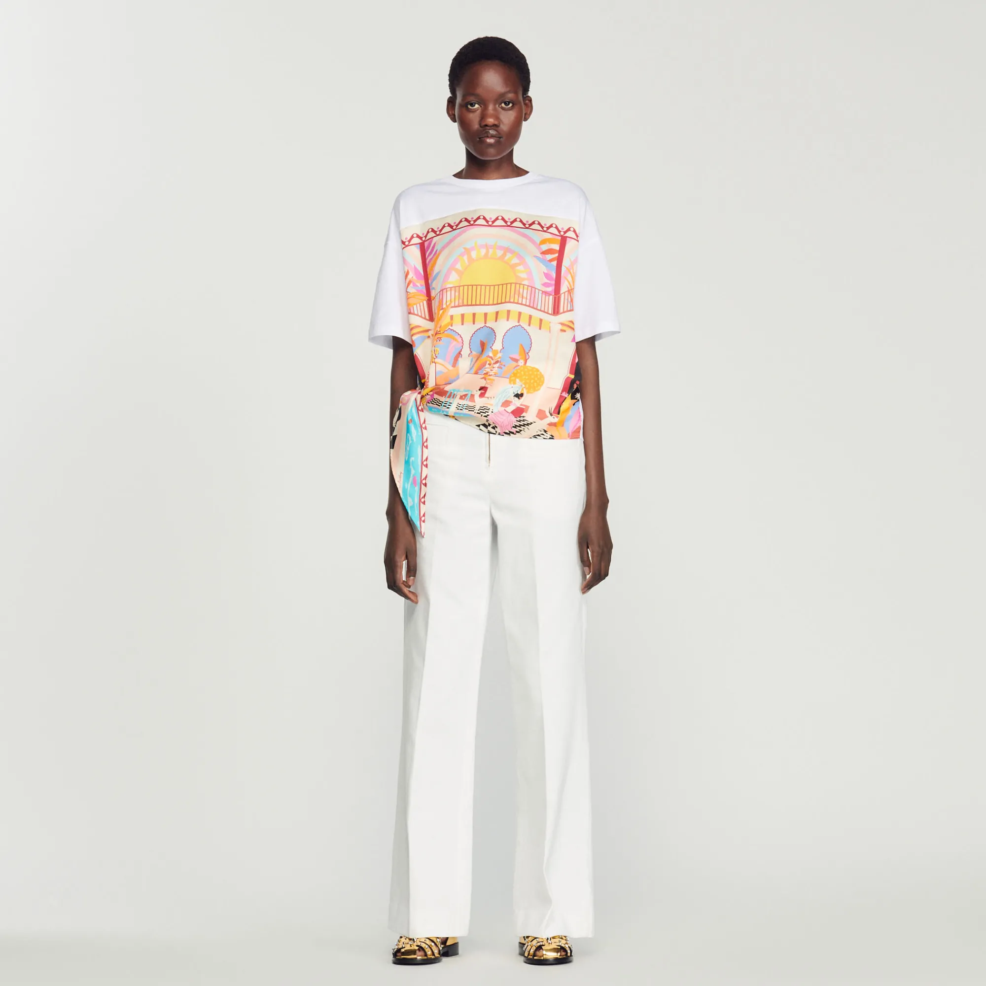 T-Shirt Con Foulard>Sandro Paris Discount