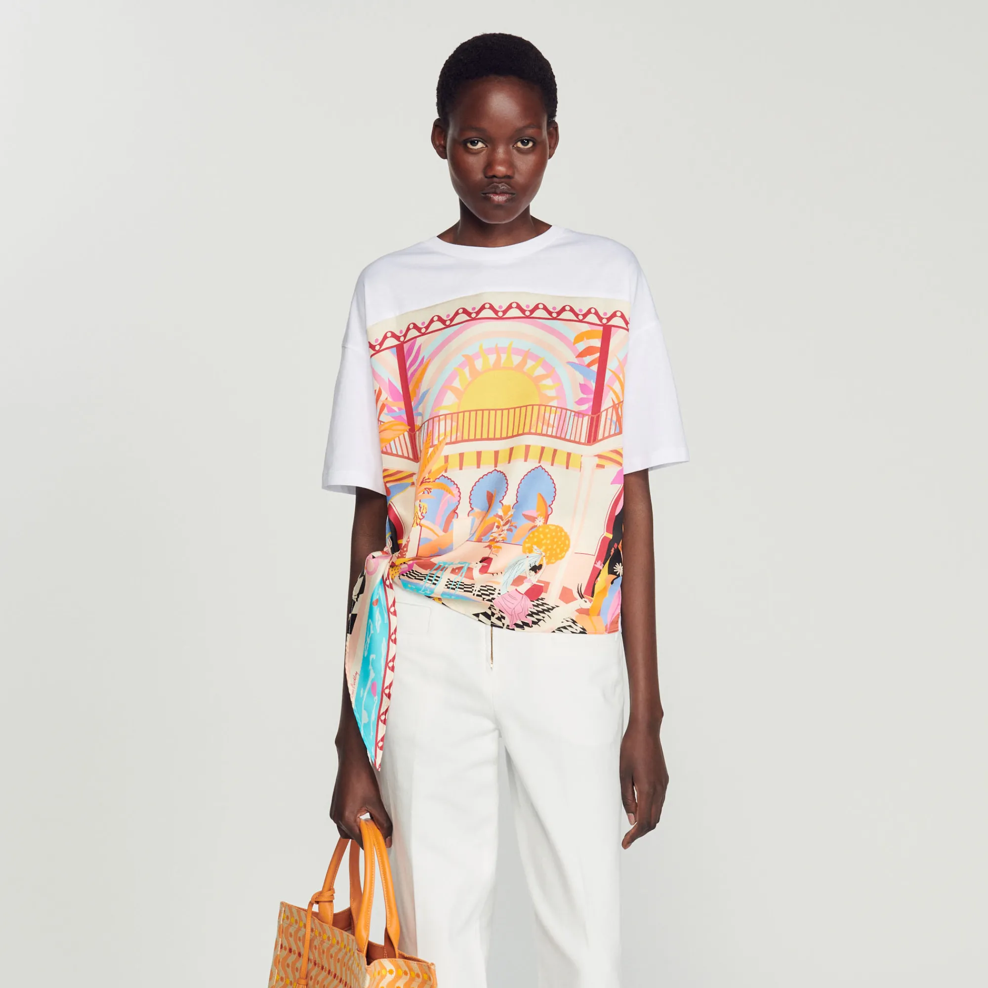 T-Shirt Con Foulard>Sandro Paris Discount