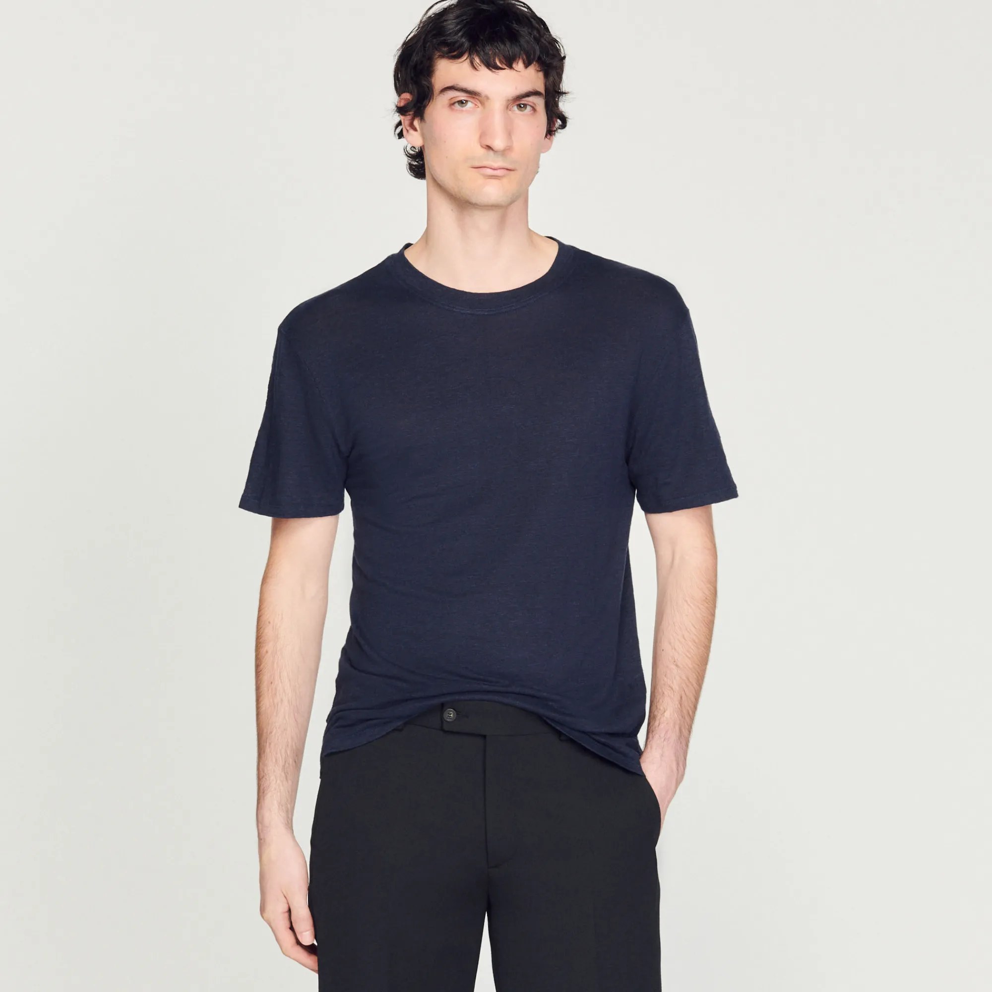 T-Shirt In Lino Certificato>Sandro Paris Fashion