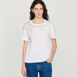 T-Shirt Ornata Da Strass><noscript><img width=